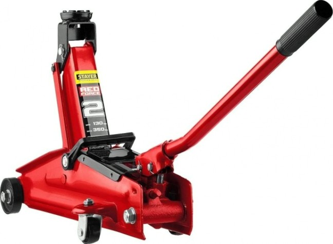 Домкрат подкатной STAYER R-28 К 2т 130-350мм для легковых а/м в кейсе, red force [43153-2-K]